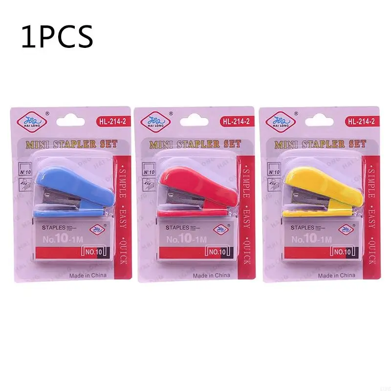 Mini Stapler Kit Portable Stapler Kawaii Office Supplies Accessories For Kids Students Built-In Staple Pins Remover