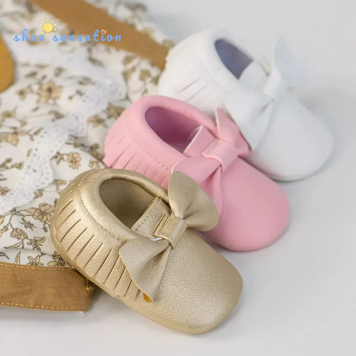 Meckior Baby Girl Shoes Bow Tie Tassels Soft Shoes Prewalker Walking Anti-Slip Toddler Infant Girls First Walker Baby Shoes