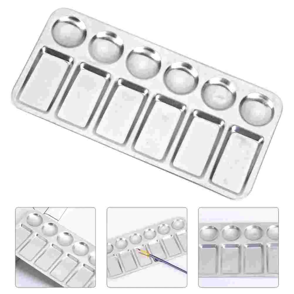 2 Pcs Palette Aluminum Paint Tray School Board Round Pigment Mixing Painting Student Gouache Color