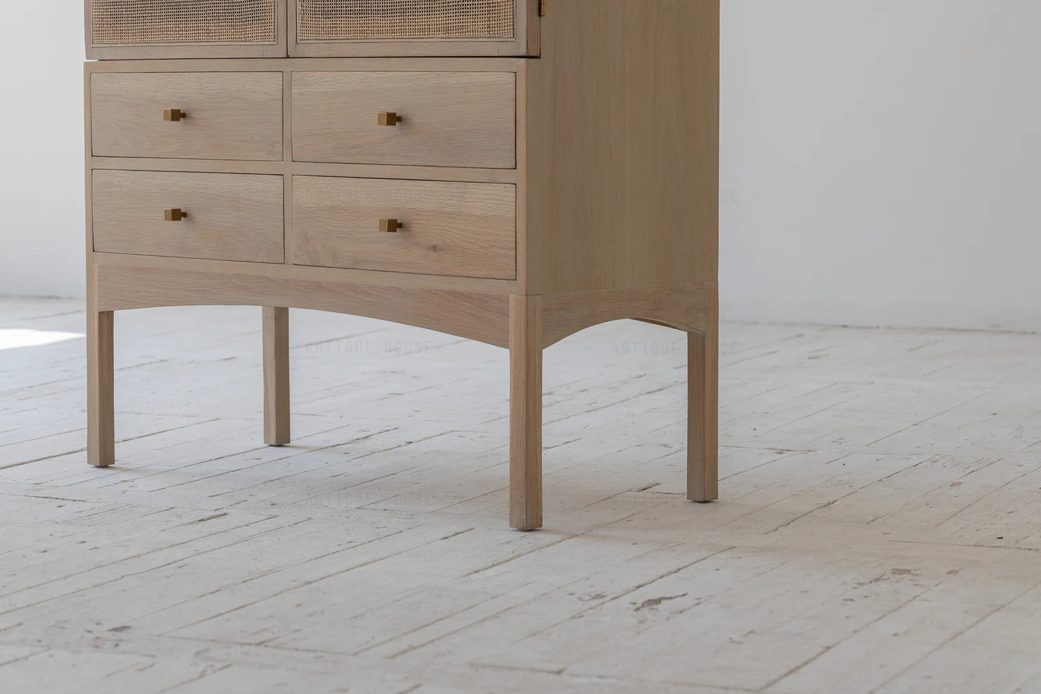 Contemporary Organic Boho Vintage Accents  Living Room Bedroom Drawer Cabinets Wooden Wardrobe Oak Wood Rattan Cabinet