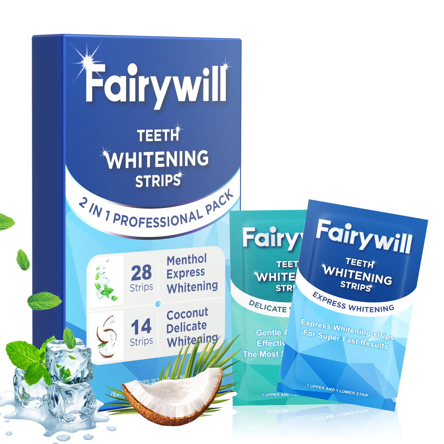 Fairywill Teeth Whitening Strip Kits 21Pair Teeth Whitening Strips Oral HygieneEffective Removes Stains,Non-Slip Whiter GeL
