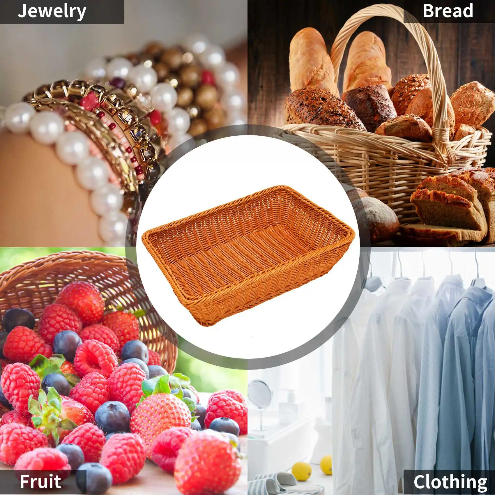 

2 Pcs Hand-Woven Bread Basket,for Fruit,Vegetables,Home Kitchen,Etc