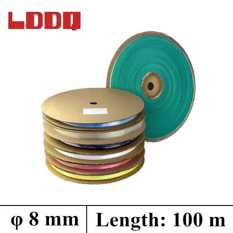 LDDQ 100m Heat Shrink Tubing 8mm Insulation Sleeve 7 colors Available Heat shrink 2:1 Wire Cable Tubing Tube Shrinkable Sleeve