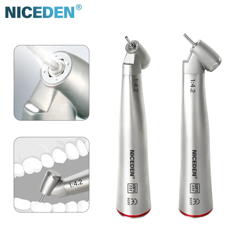 Dental 1:4.2 high speed handpiece 45 Degree Head Surgical Red Ring Handpiece Led Contra Angle Air Turbine