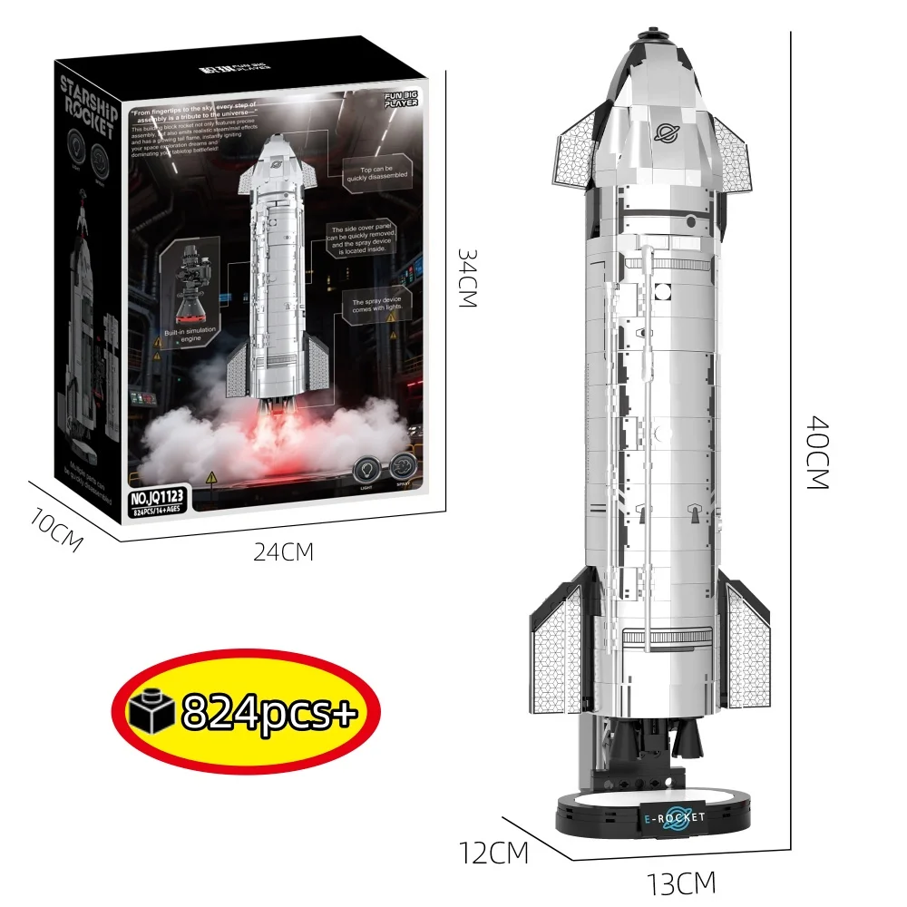 

STME Creative Starship Rocket Aviation Model Building Blocks Space Aerospace Station Bricks City Birthday Gifts for Kids 824pcs