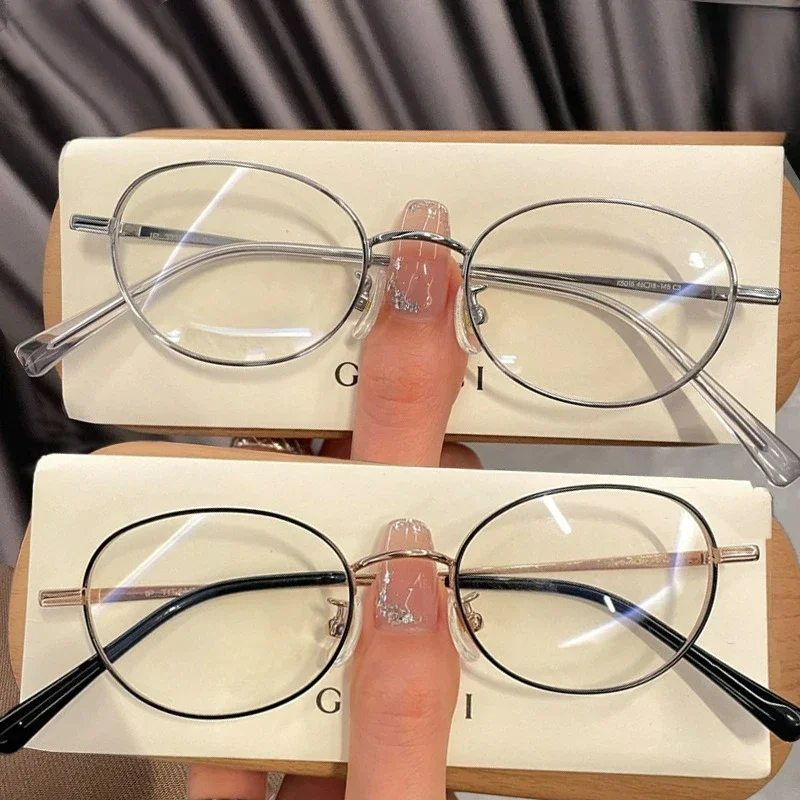 1/3Pcs Fashion Optical Glasses Vintage Oval Frame Women Metal Frame Non-slip Glasses Legs High-definition Anti Blue-ray Glasses