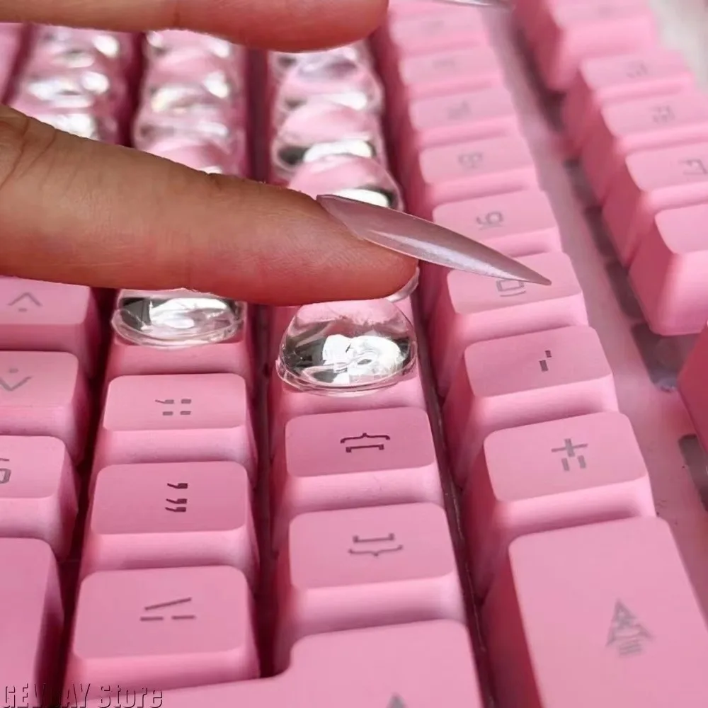 3D Clear Raised Keyboard Stickers Silicone Transparent Long Nails Keyboard Stickers Comfortable Protection Magnified Letter