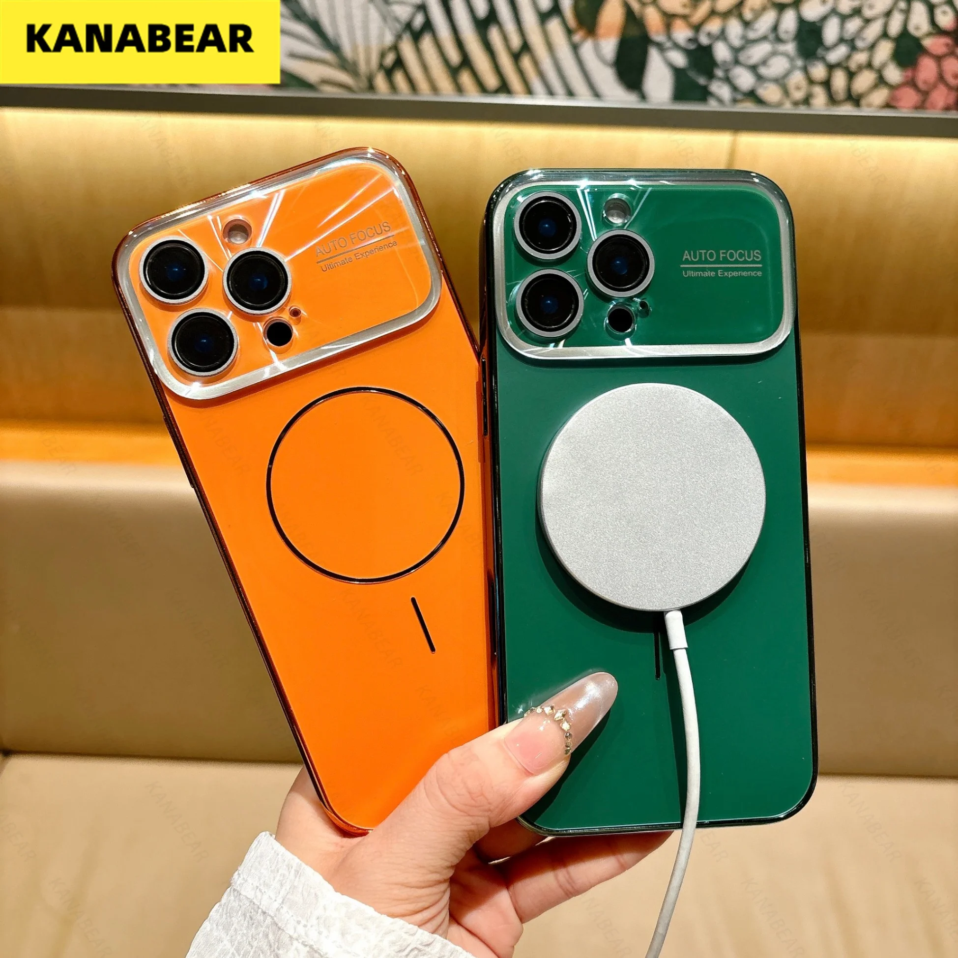 

Strong Magnetic Ring Large View Window Case for iPhone16/17 Pro Max&14 PM - Shockproof Hard Shell, Light Luxury Protective Cover