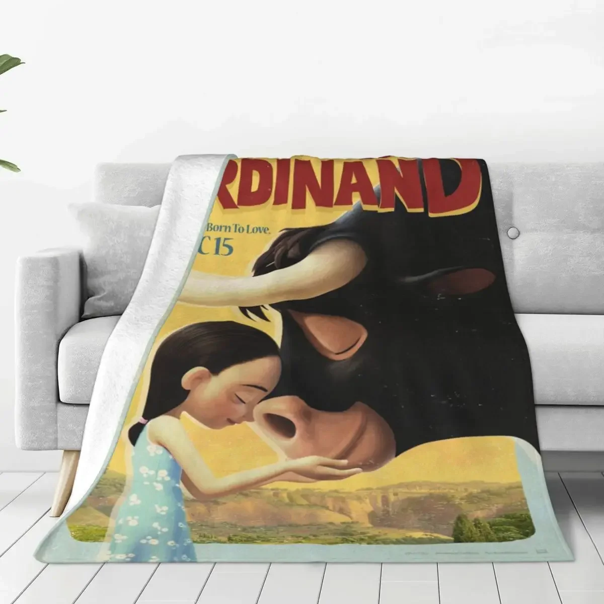 

Ferdinand Cartoon Cute Plaid Blanket Sofa Cover Velvet Print Animal Ultra Soft Throw Blanket for Bed Bedroom Bedspreads