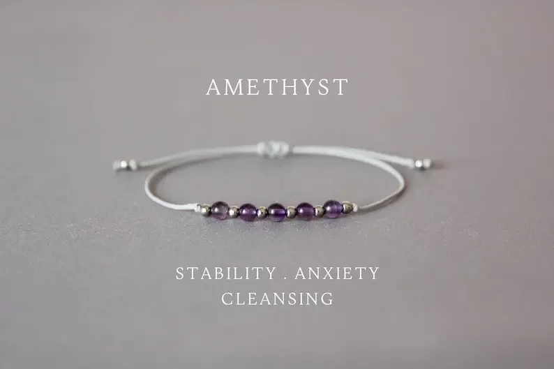 Amethyst February Birthstone Crystal Jewelry Adjustable Protection Bracelet