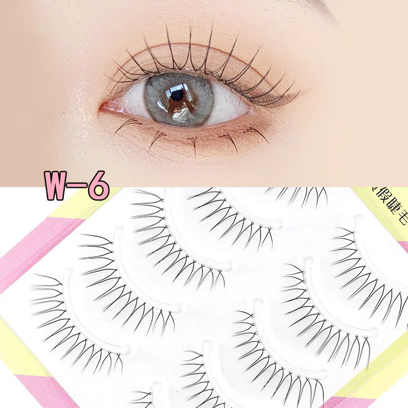 Koreanische v-förmige falsche Wimpern kpop Wimpern natürliche Manga weiche Wimpern verlängerung transparenter Stiel handgemachte Wimpern Großhandel