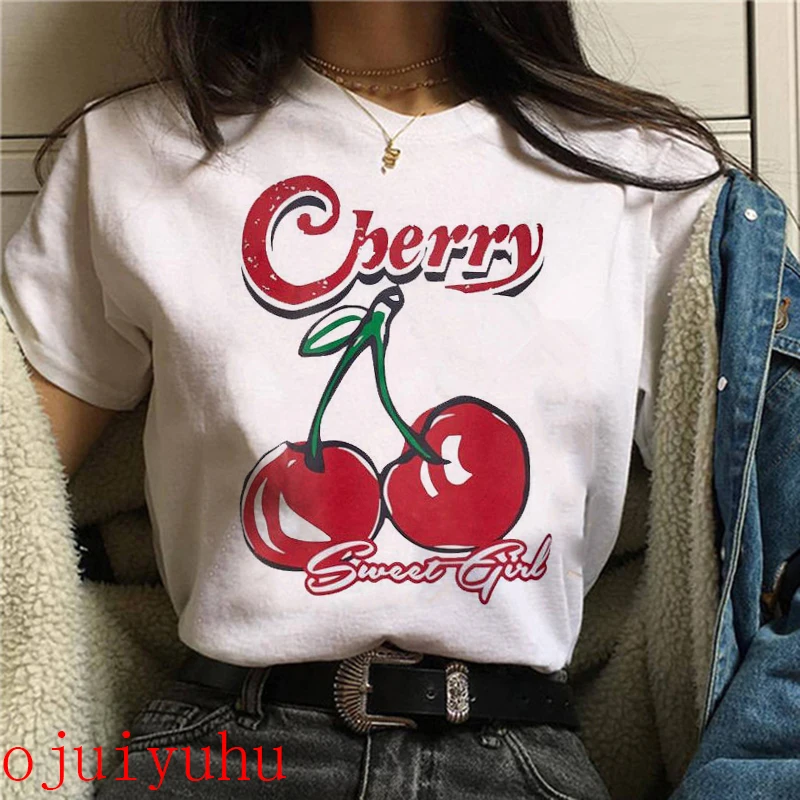 fashion Sweet Strawberry Cherry Casual T-Shirts Gothic Tee Shirt Harajuku 90s Tshirt Women Summer Tops Streetwear Clothes