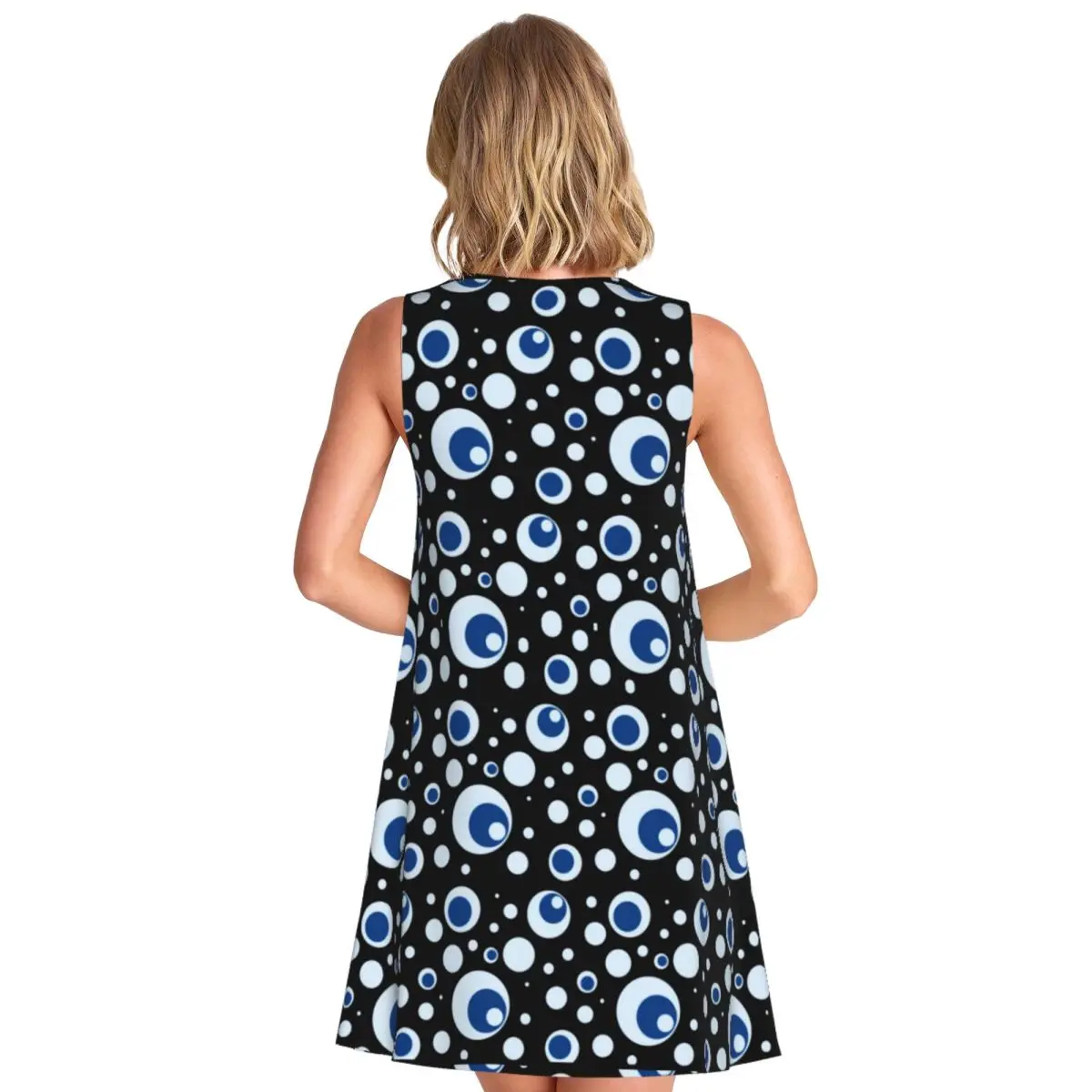 Evil Eye Protection Casual Dress Blue And White Pretty Dresses Woman Summer Aesthetic Print Oversize Tank Dress