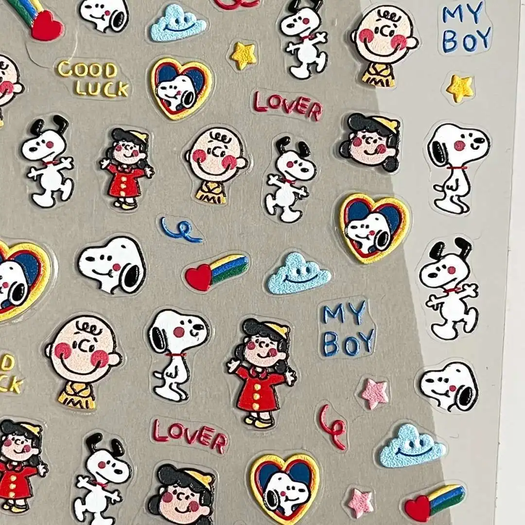 Cartoon Snoopy Embossed 3D Relief Stickers, Lovely Dog Nail Art Decals, DIY Ornament For Water Bottle Pen Shaft Nail Decor view 2