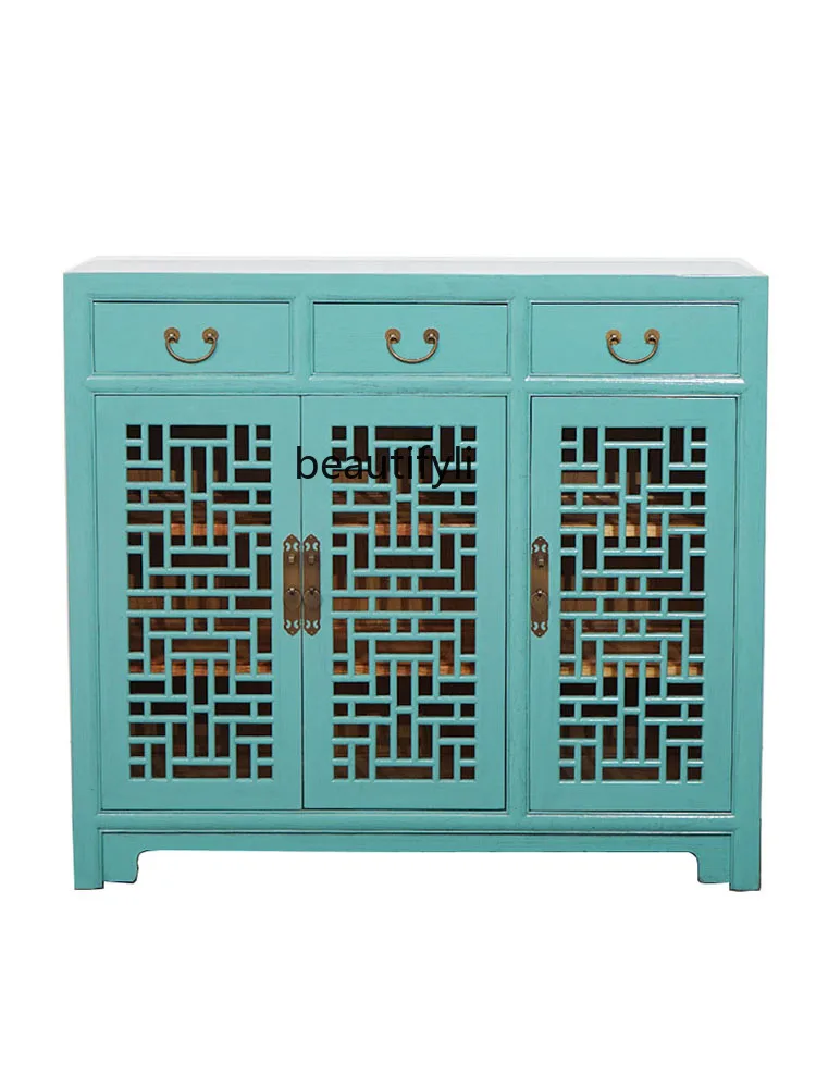 

New Chinese Style Solid Wood Hallway Antique Hallway Sideboard Cabinet Bedroom Multi-Functional Storage Cabinet