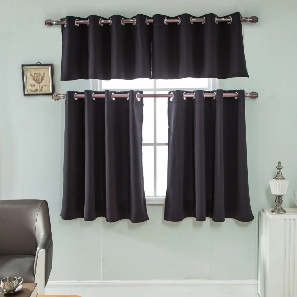 Solid Color Black-out Curtain Window Shade Household Light Blocking Curtains Home Privacy Screen for Bedroom Kitchen