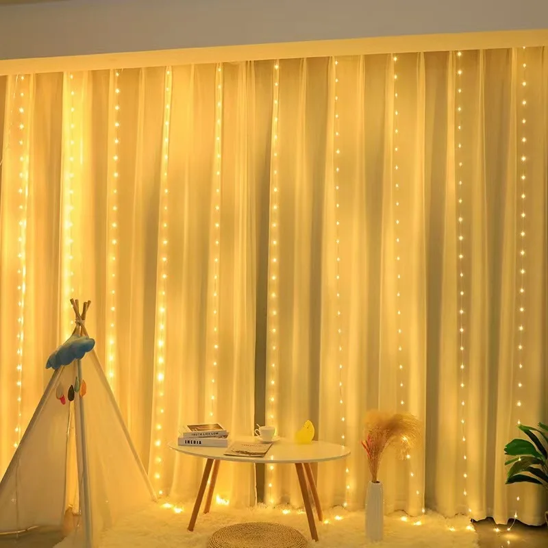 Guirxiété Lumineuse LED avec Télécommande USB, Rideau, Décoration de Festival, 8 Modes, Lumières de Noël, Vacances, Mariage, Lumières Dégradées