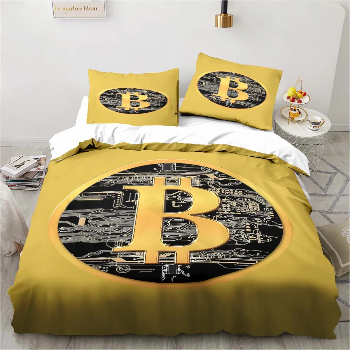 3D Printed Bitcoin Graphic Bedding Set for Boys Girls Duvet Cover And Pillowcase Twin Queen King Full Single Double Sizes