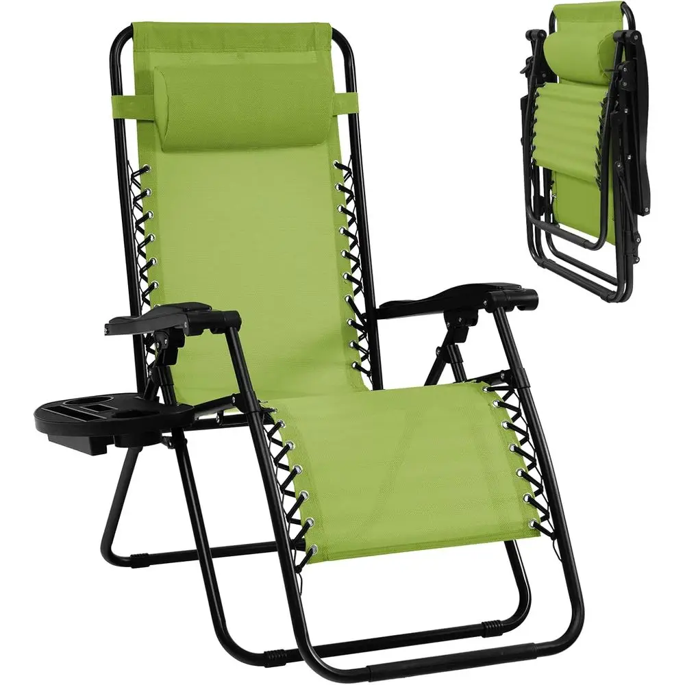 Zero Gravity Lounge Chairs, 160Adjustable olding Recliner w/Pillow and Cup Holder, 350LBS Comy Outdoor Lounge Chairs or Patio,
