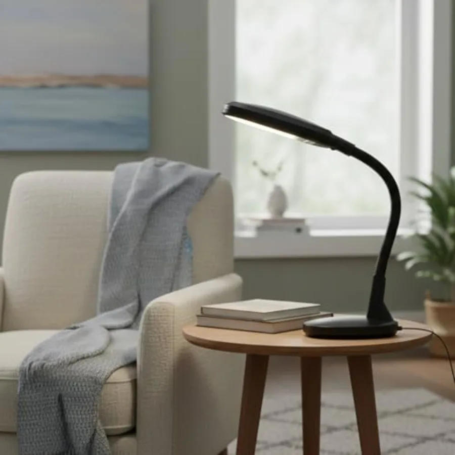 Desk Lamp - Natural Sunlight Lamp with Adjustable Gooseneck - Reading Light for Working Crafting Sewing or Homework