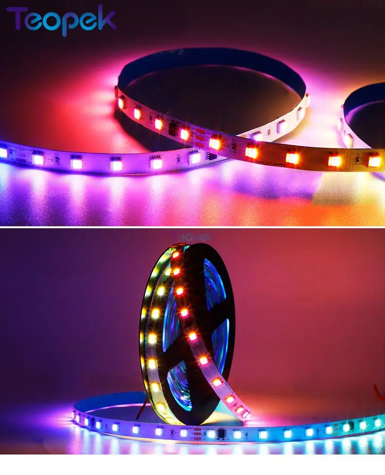 FW1906 RGB+CCT Magic Addressable Flexible LED Strip Light 5050 SMD  5 Colors in 1 chip Full Colors RGBWW Tape 24V DC