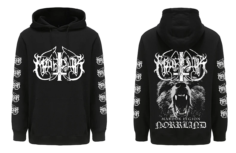 Black Heavy Metal Mens Hoodies Marduk Hoody Tops Harajuku Hip Hop Streetwear Zipper Hoodie Oversized Sweatshirts Pullovers