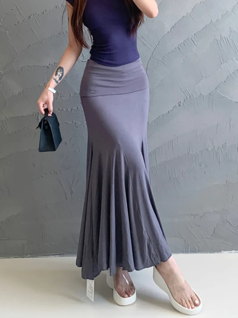

Lazy Relaxed Feeling/high-end S-shaped Elastic A-line Hip Wrap Skirt Fish Tail Long Skirts Fashion Women Sweet New