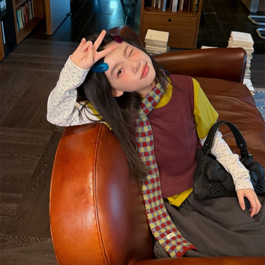 Girls Suit 2026 Spring and Autumn New Childrens Wear Korean Girl Baby Fashion Multi-color Stitching Layered Three-piece Set