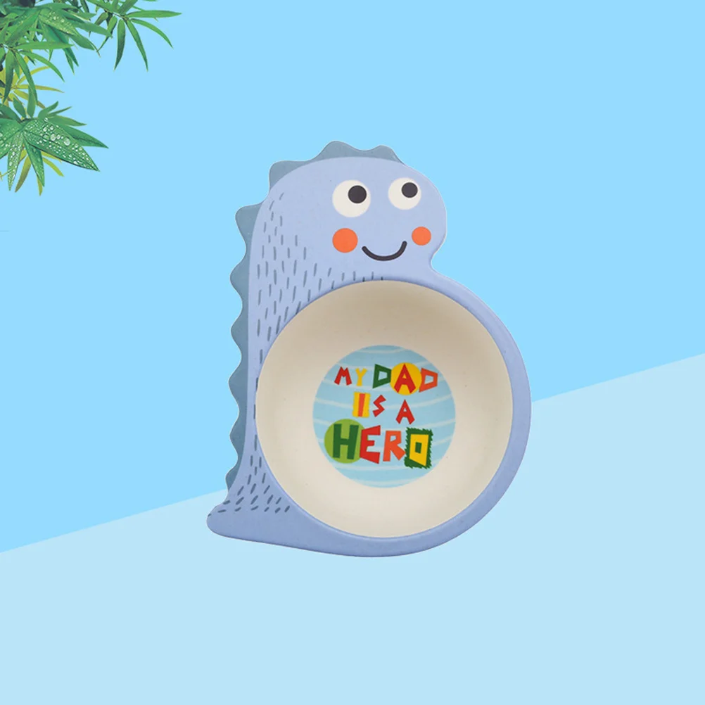 

Kids Feeding Bowl Bamboo Fiber Children Dish Portable Cartoon Dinosaur Design Anti-Fall Washable For Snack Fruit Salad Rice