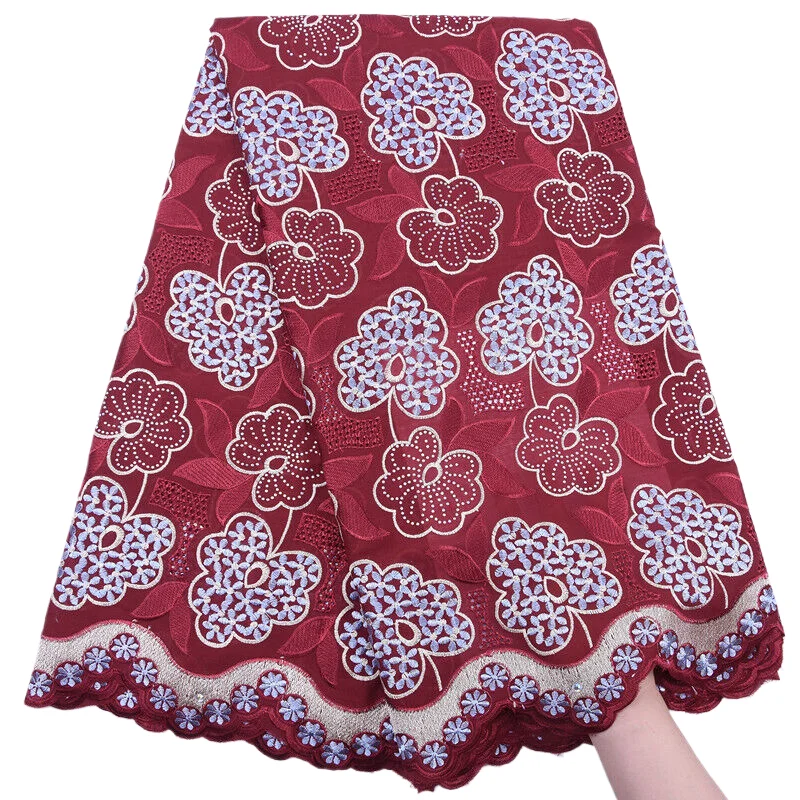 Tessuto di pizzo di cotone nigeriano vendita di liquidazione 5 yarde tessuto africano di pizzo Voile svizzero 2024 di alta qualità per abito da festa francese cucire
