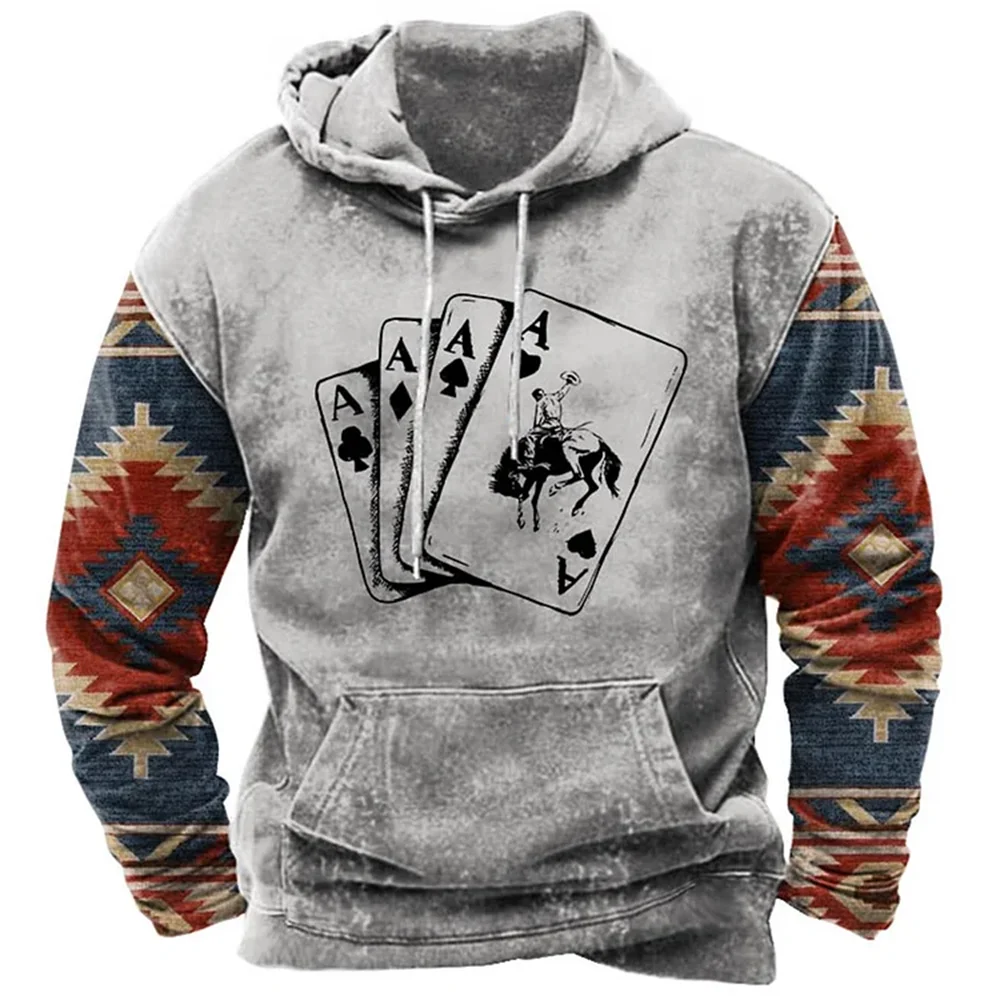 Frühling Herbst Männer Hoodie 3D-Spielkarte gedruckt Langarm Pullover 5xl übergroße Harajuku Kleidung lose Designer-Sweatshirt