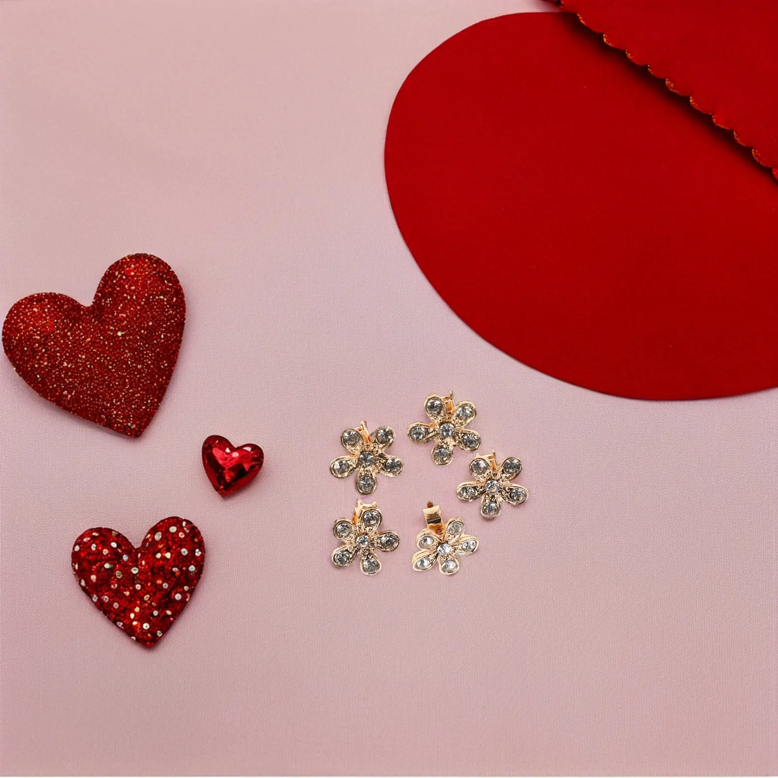10Pcs Rhinestone Mini Flower Hair Clips Bridal Wedding Hair Accessories Elegant Sparkling Floral Barrettes for Formal Hairstyles