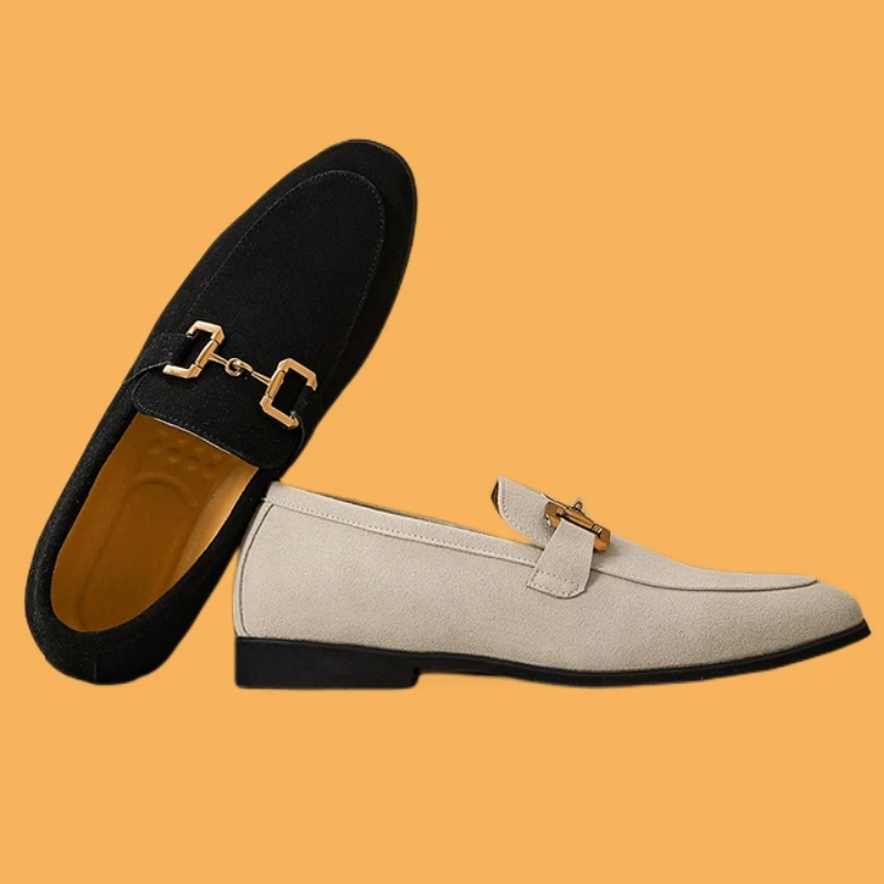 New Loafers Men Flock Business Wedding Shoes for Men Spring Autumn Dress Shoes Handmade  Size 38-46