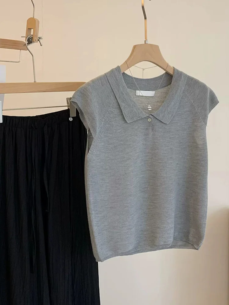 Chic Knitted Ne Top Casual Boting irt Korean Sle Commute Faionable Anti-Aging Summer Women's Clothing