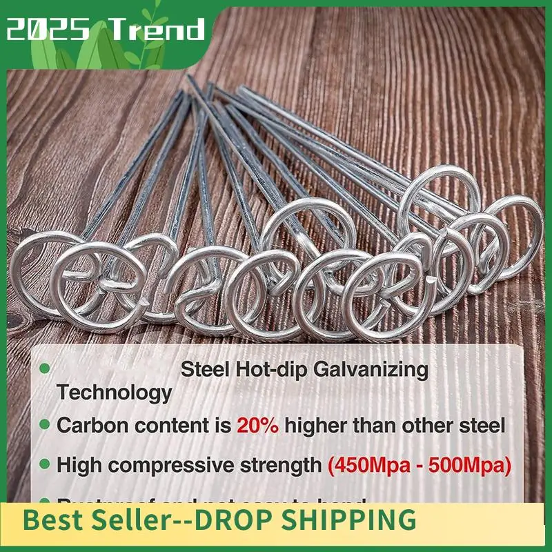 

100 Piece 6In Landscape Staple Metal Circle Top Pins For Securing Lawn Fabric Weed Barrier