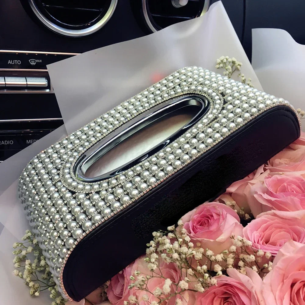 Luxury Diamond Rhinestone BEAUTY Decor Tissue Box Holder for Home Car Office