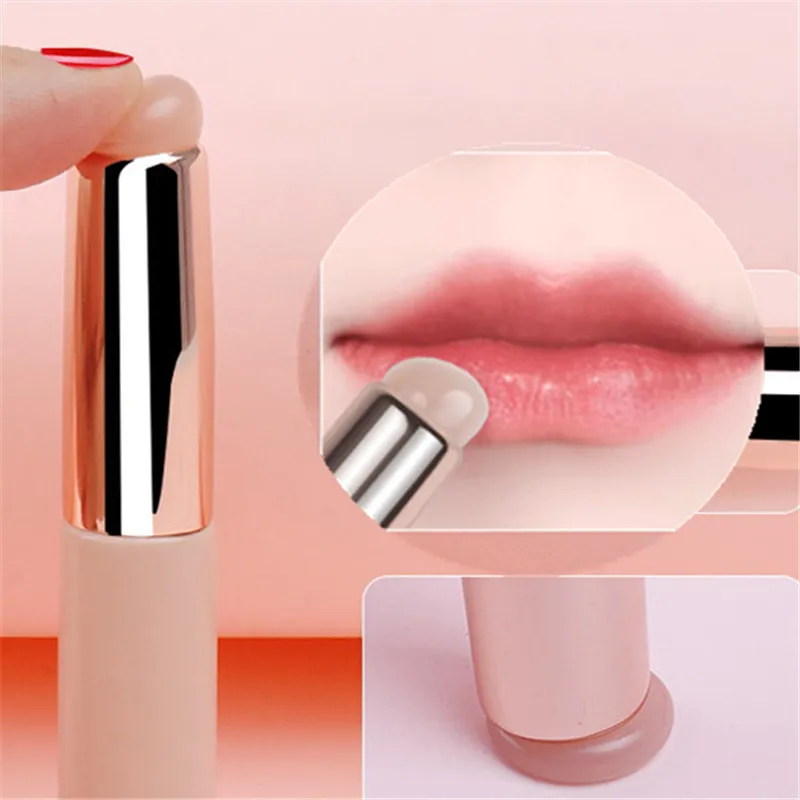 1 قطعة فرشاة الشفاه المحمولة سيليكون مع غطاء مستدير رئيس ماكياج فرش أحمر الشفاه قضيب متعدد الاستخدام أدوات ماكياج المخفي الصغيرة #1