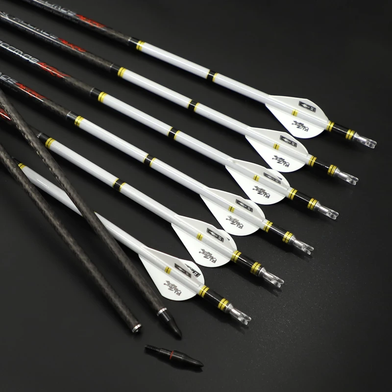 6/12pcs ID 6.2mm Arrow 3K weave Carbon Shafts 32inch  Spine 200 250 300 350 500 for Bow Archery Hunting Shooting