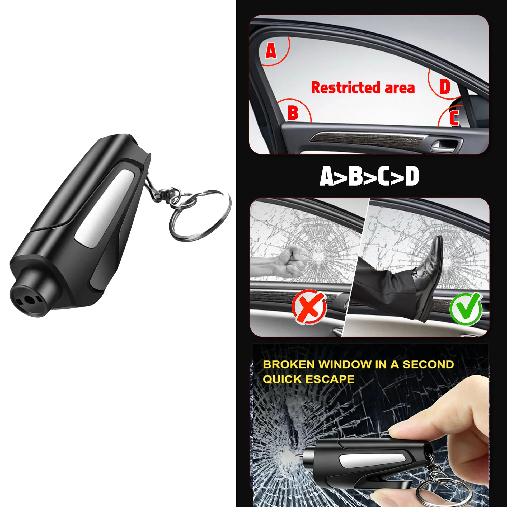 Car Emergency Hammer Mutifunction Emergency Windows Glass Breaker Safety Belt Cutter Keychain Self Rescue Tool