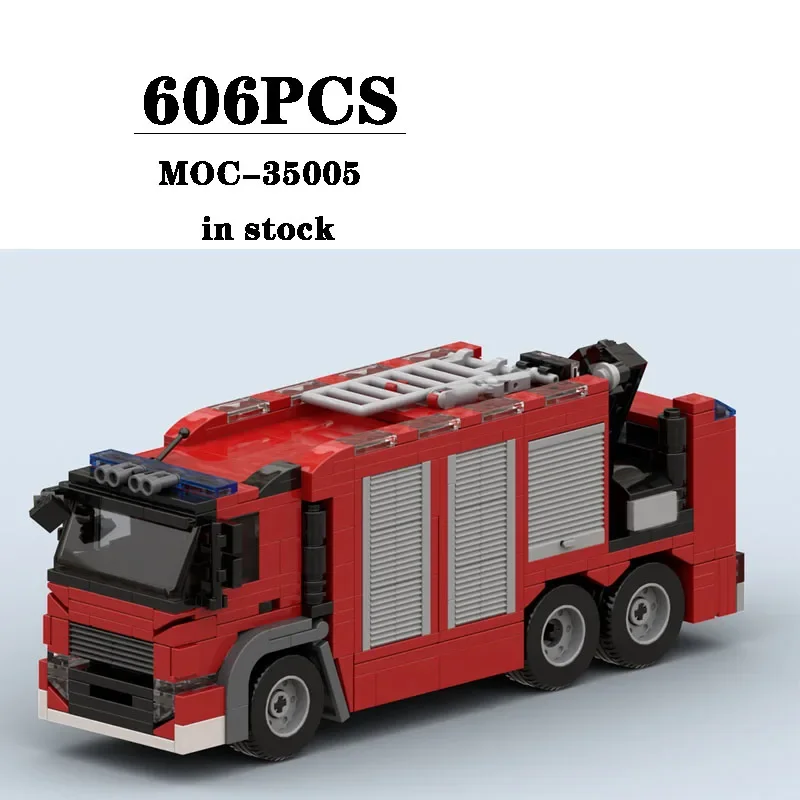 New MOC-35005 City Fire Truck Fire Truck Emergency Truck Building Block Model 606PCS Children's Birthday Toys Christmas Gifts