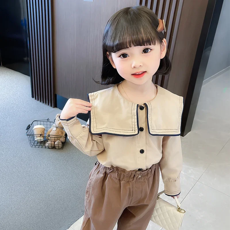 

Girl Clothes Suit 2023 Spring and Autumn New Girl Korean Style Suit Children Square Collar Shirt Fashion Foreign Two-piece Set