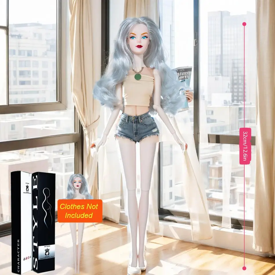 

12.6in 1/6 Collectible Figurine, Supermodel 12-Joint Articulated Doll With Realistic Makeup, BJD/MJD Professional-Grade
