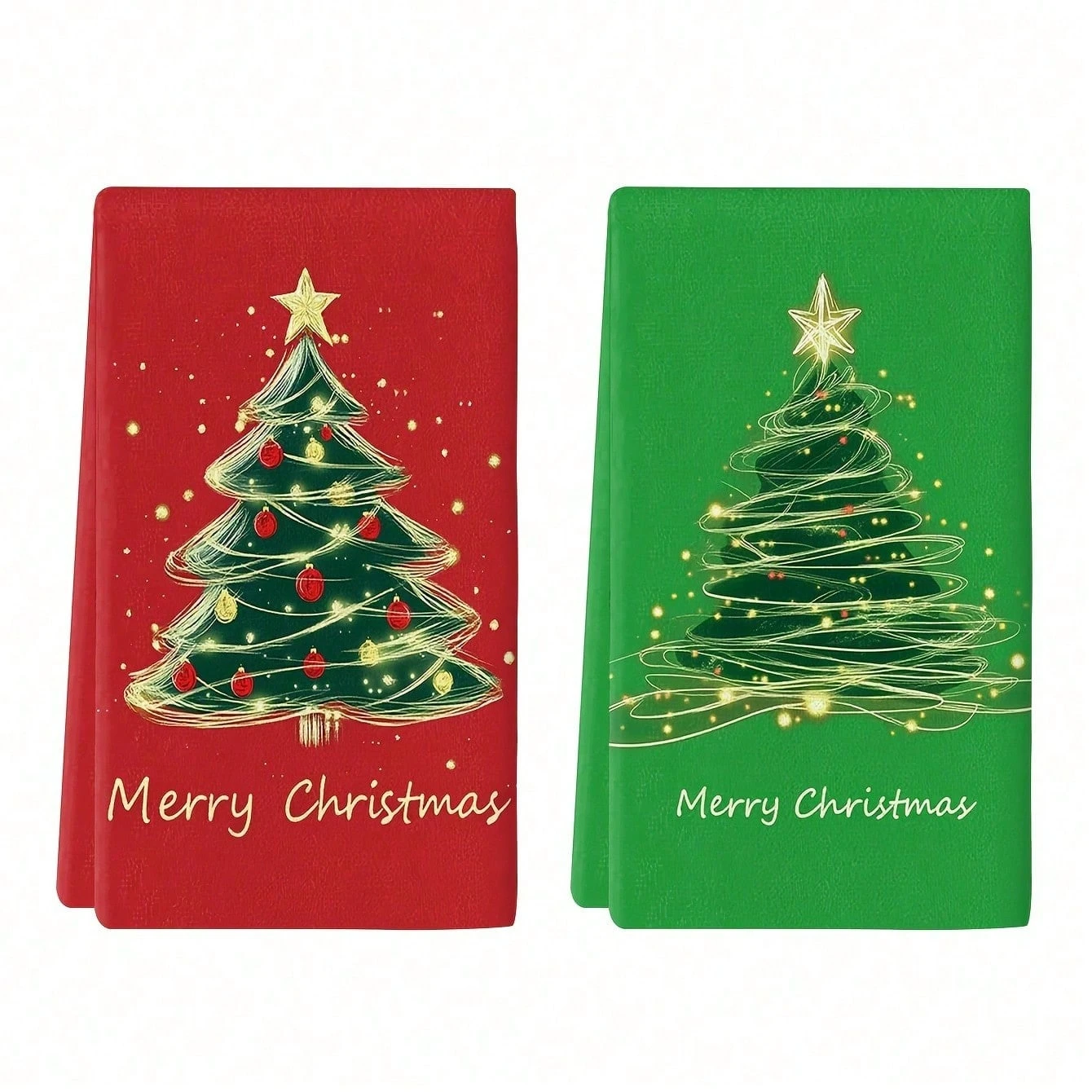 2-Piece Red & Green Christmas Hand Towels 3