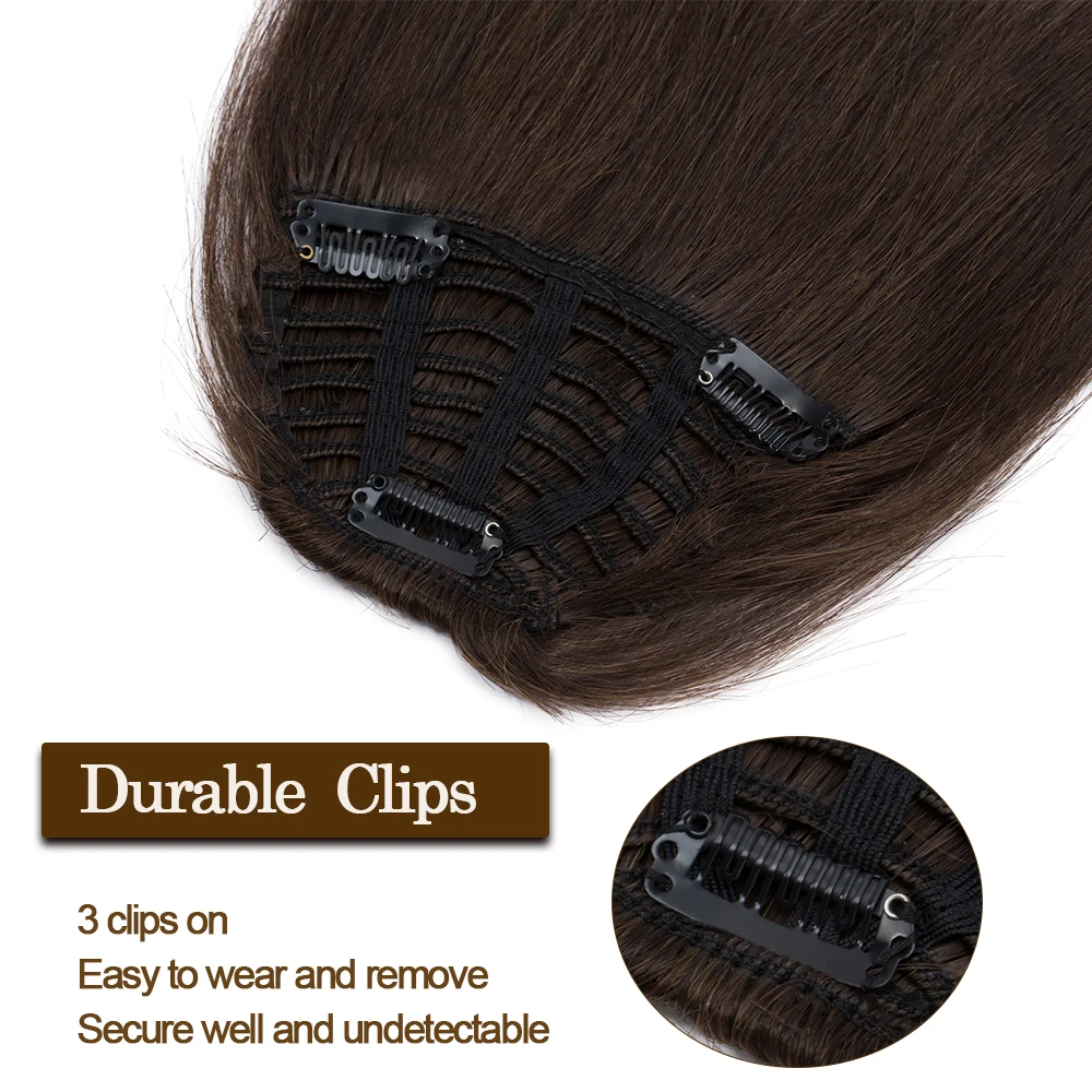 Escolhas ricas 25g Extensões de cabelo humano Bangs puro com templos Clip na franja real pedaços de cabelo para mulheres naturais