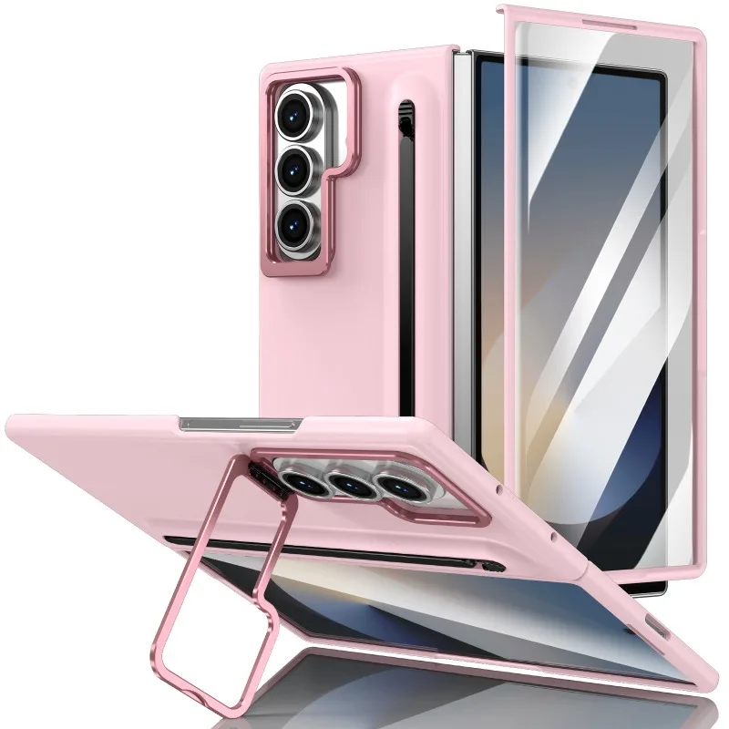 For Samsung Z Fold 8 Ultra Phone Case Pen Slot with Stylus Lens Bracket Tempered Glass Film Skin‑Friendly Touch Shockproof Cover