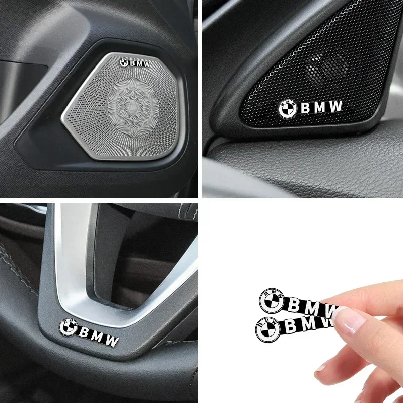 2/4pcs Car Accessories Auto Audio Aluminum Speaker Stereo Stickers For bmw E46 E39 E38 E90 E60 E36 F30 F30 E34 F10 E92 E38 E91