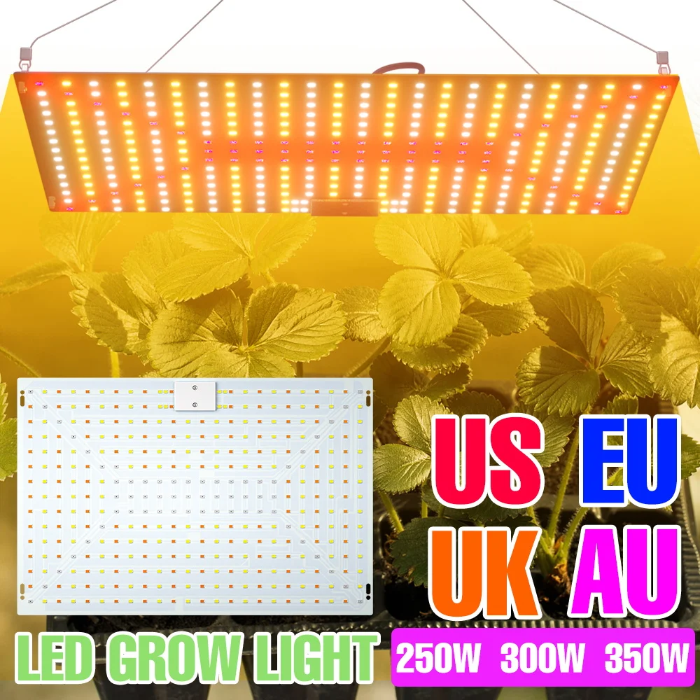 350W LED Full Spectrum Plant Grow Light UV/IR Quantum Board Greenhouse Tent Vegs Hydroponic Fruits Cultivation Lamps US/EU Plug