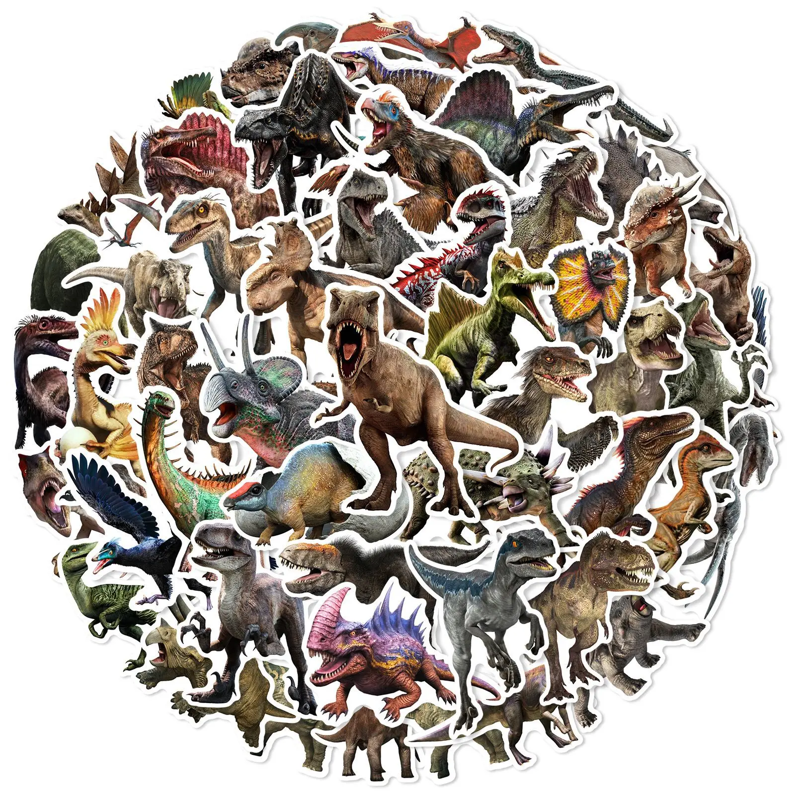 50Pcs Dinosaur Stickers Dinosaur Realistic  DIY Stickers Scrapbooking Phone Luggage Skateboard Waterproof Decals