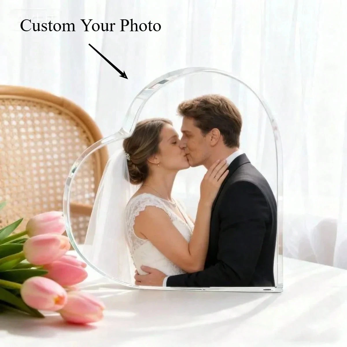 Customizable Acrylic Heart-Shaped Plaque Photo & Text Birthday Gift Sentimental Keepsake Thoughtful Present with Personalization