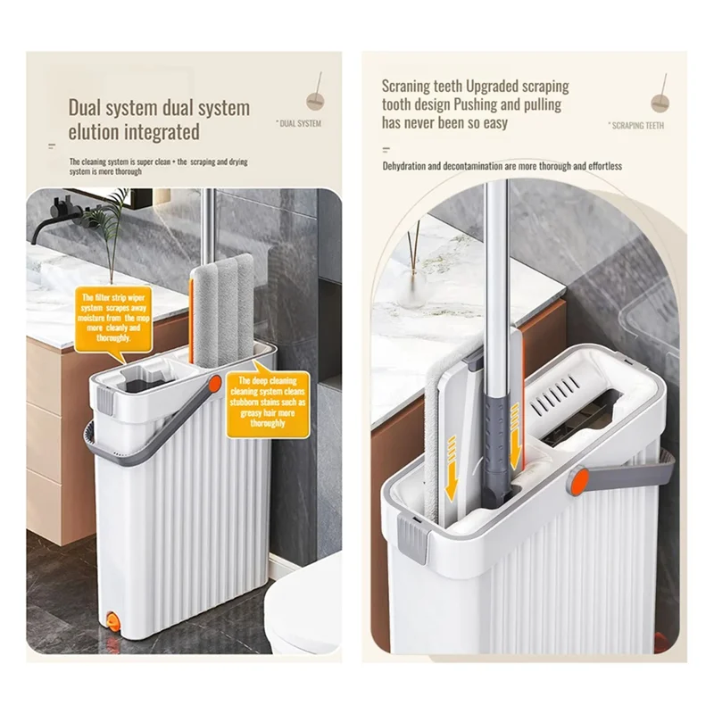 

【Ценная цена!】Набор инструментов для бытовой плоской швабры с ведром для швабры — мытье громкой связи Волшебная плоская швабра Вращающаяся самовыжимающаяся чистка